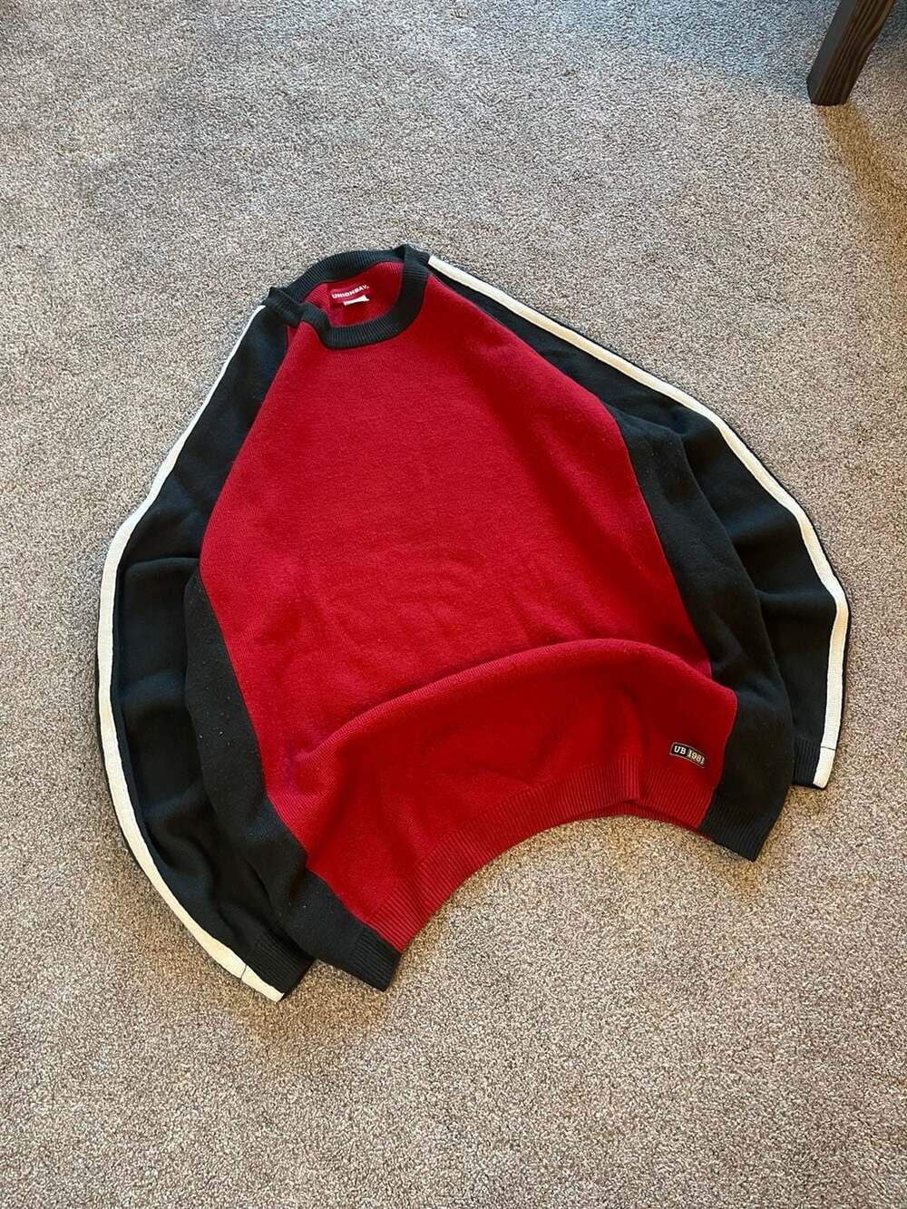 UNIONBAY Vintage Y2K Red and Black Acrylic Knit Pullover Sweater Size XL